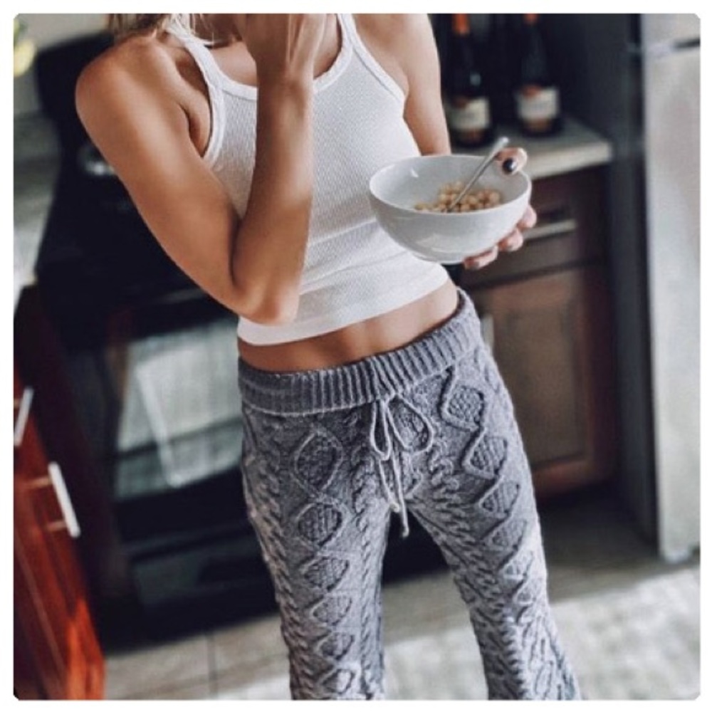 Luxury Chenille Cable Knit Lounge Pants - Picture 3 of 10